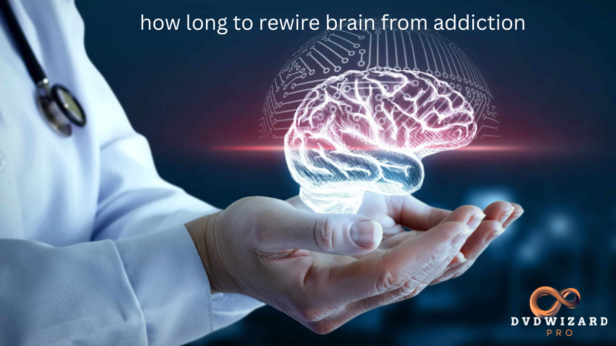 Medical professional holding a holographic representation of a brain, symbolizing the question 'how long to rewire brain from addiction' with a digital background highlighting neural connections.