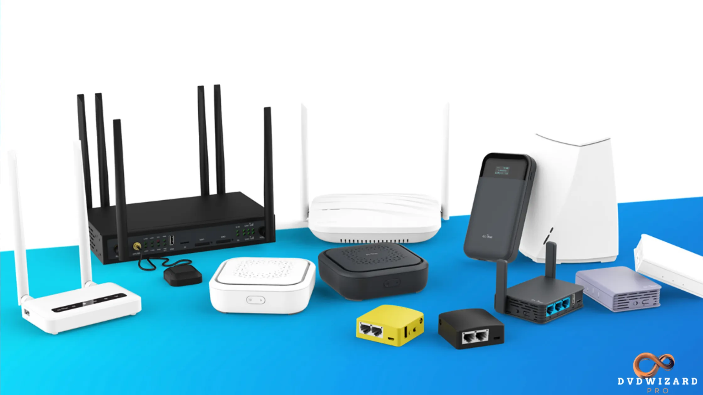 Collection of GLiNet travel routers and network devices highlighting compact and diverse hacking functionalities.