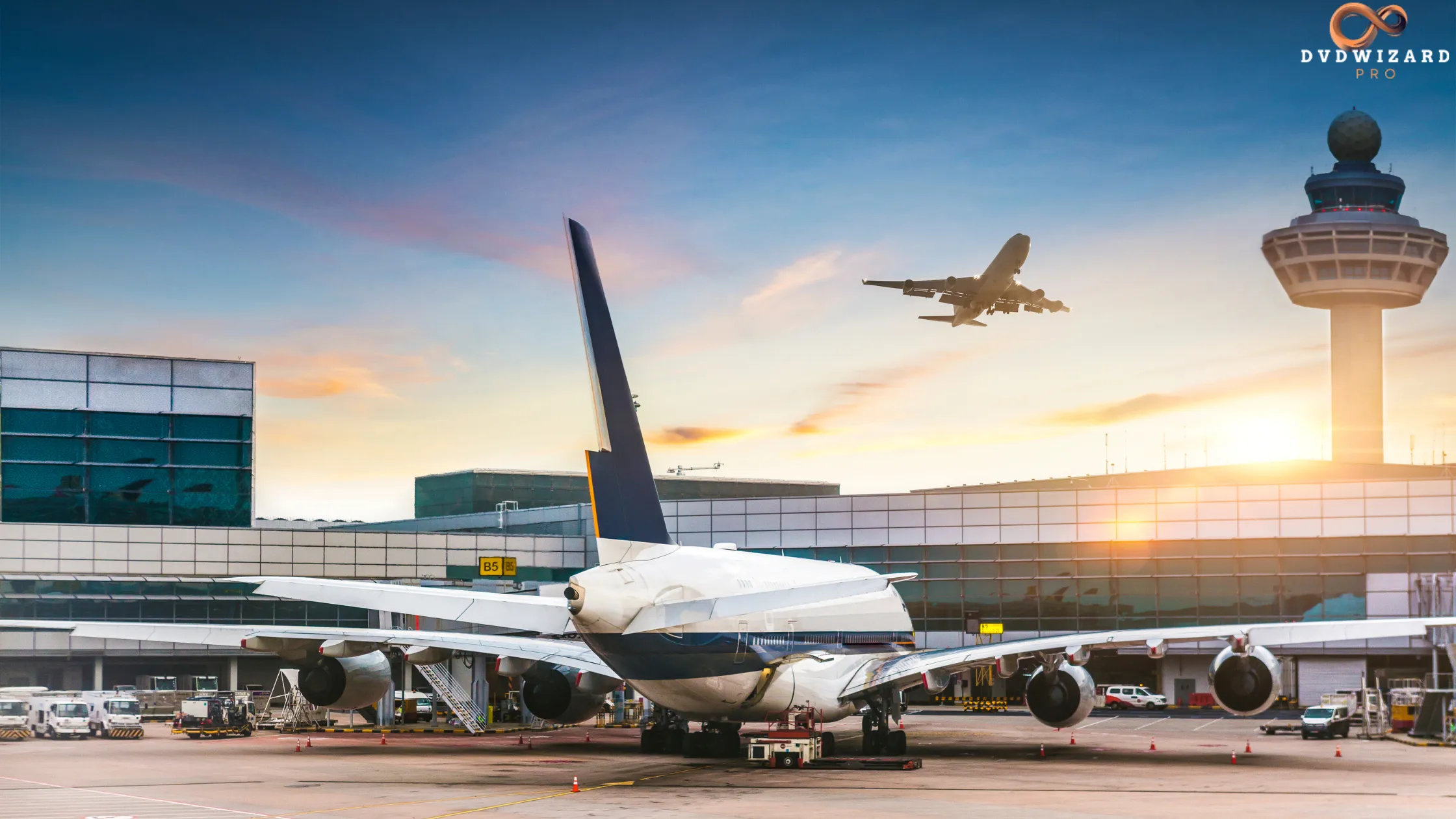 Expo 2020 travellers used smart gates Dubai Airport with a flight departing on the runway.